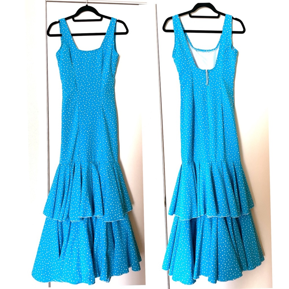 Flamenco Dress size S Turquoise & White Polka Dots